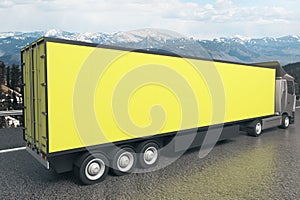 Yellow truck trailer side