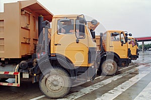 Yellow trucks