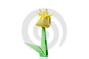 Yellow tulip origami flower