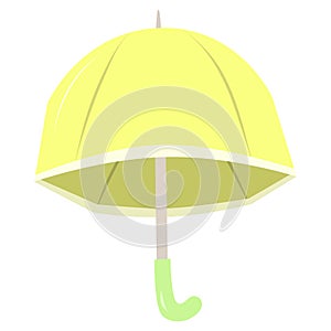 Yellow Umbrella. Open umbrellas. Various prints. Hand drawn colored Vector illustration. Flat style.