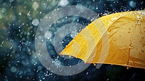 The Yellow Umbrella in Rain.AI generated image