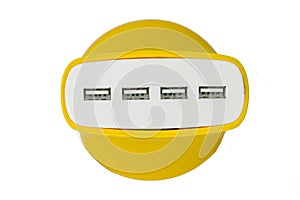 Yellow USB four portable charger