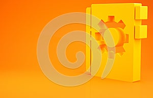 Yellow User manual icon isolated on orange background. User guide book. Instruction sign. Read before use. 3d