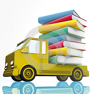 Yellow van and books