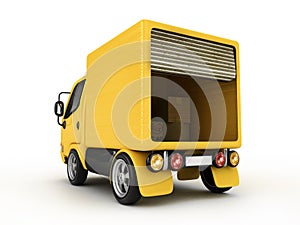 Yellow Van isolated