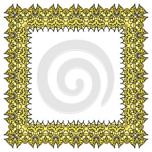 Yellow vector frame. Isolated square element.
