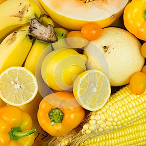 Yellow vegetables and fruits