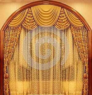 Yellow velvet theater curtains