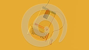 Yellow Vintage Computer Keyboard and Mouse