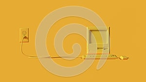 Yellow Vintage Computer Keyboard and Mouse