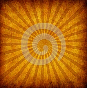 Yellow vintage grunge background with sun rays