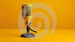 The Yellow Vintage Microphone.AI generated image