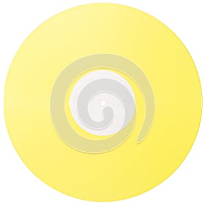Yellow vinyl record isolated on white background
