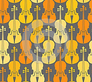 Yellow violins, seamless pattern.