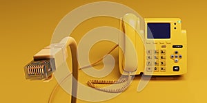 A Yellow VOIP Telephone and its Connector