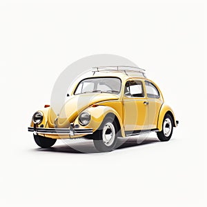Yellow Volkswagen Beetle In 1960s Style - Photorealistic Still Life