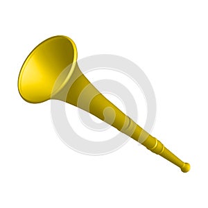 Yellow vuvuzela trumpet football fan. Vuvuzela isolated on a white background. Vector illustration