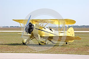 Yellow Waco Biplane