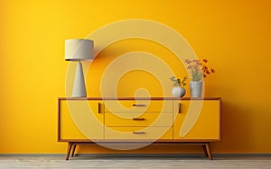 Yellow Wall-Mounted Credenza Design -Generative Ai