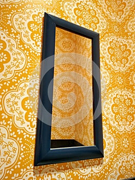 Yellow wallpapers and mirror