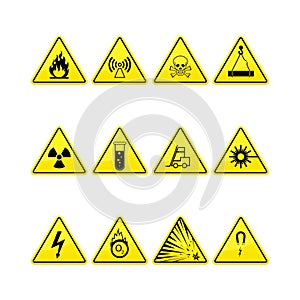 Yellow warning and danger icons