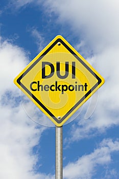 Yellow Warning DUI Checkpoint Highway Road Sign