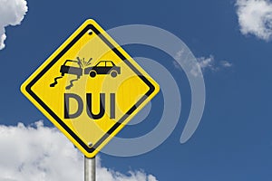 Yellow Warning DUI Highway Road Sign photo