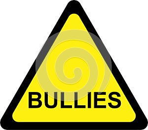 Yellow warning sign with bullies
