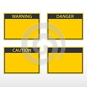 Yellow warning signs. A set of tablets for templates.