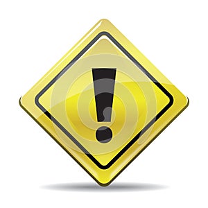 Yellow warning simbol with black sign isolated on white background icon.