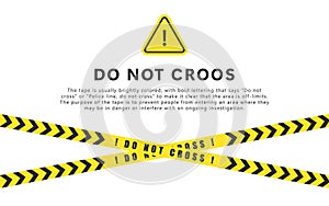 Yellow warning tapes do not cross. Marking tape. Barrier tape. Caution tapes. Vector scalable graphics