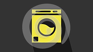 Yellow Washer icon isolated on grey background. Washing machine icon. Clothes washer - laundry machine. Home appliance