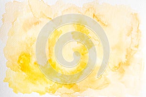 Yellow watercolor painting. Abstract and color background.