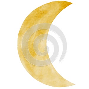 Yellow watercolor painting moon shape clipart