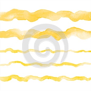 Yellow watercolor vector uneven wavy long brush strokes