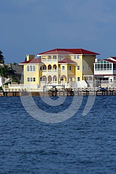 Yellow waterfront home