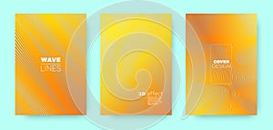 Yellow Wave Shapes. Autumn Abstract Cover.