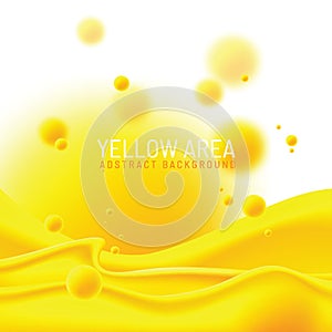 Yellow waves and floating bubbles, vector illustration