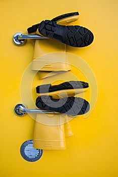 Yellow wellingtons