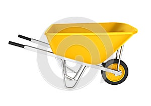 Yellow Wheelbarrow Isolated