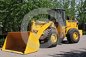 Yellow wheeled loader