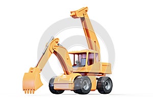 Yellow wheels Bulldozer 3d render on blue