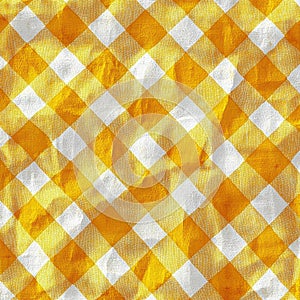 Yellow and White Checkered Pattern for Tablecloth or Background Use