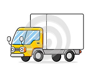 Yellow white delivery truck