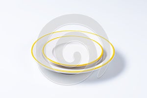 Yellow and white dinner plates