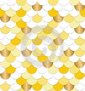 Yellow and white fish scales, Seamless pattern.