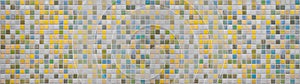Yellow white green blue vintage retro geometric square mosaic glass tiles texture wall background banner panorama