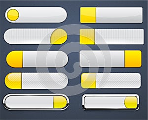 Yellow and white high-detailed modern web buttons.