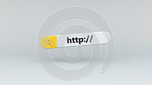Yellow White Search Bar with http Link. Web Search Concept. 3D Render. photo