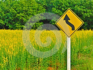 Yellow Winding Road Sign